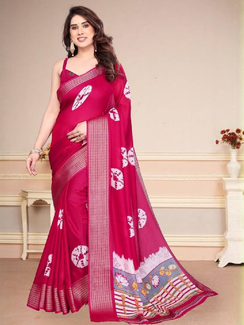 Woven design zari pure chiffon bandhani saree