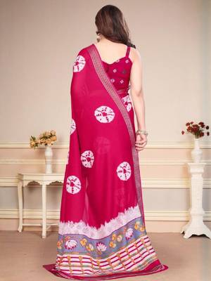 Woven design zari pure chiffon bandhani saree 4