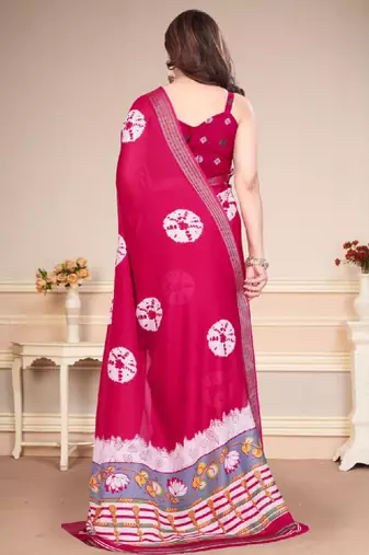 Woven design zari pure chiffon bandhani saree