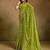 Printed sequinned embroidered border pure georgette leheriya saree