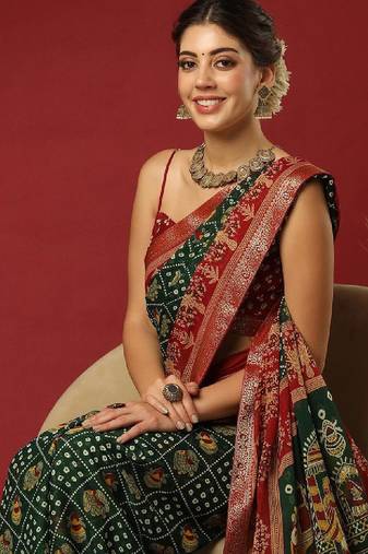 Bandhani print zari pure georgette bandhani saree