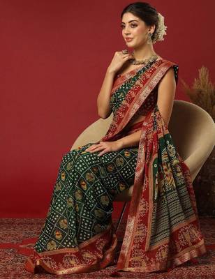 Bandhani print zari pure georgette bandhani saree 2