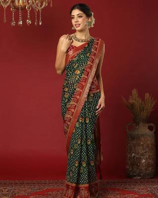 Bandhani print zari pure georgette bandhani saree 3