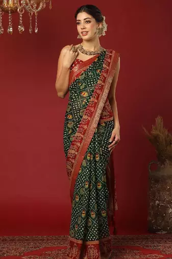 Bandhani print zari pure georgette bandhani saree