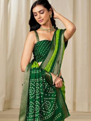 Kalini women dola silk bandhani print zari border saree 1