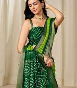 Kalini women dola silk bandhani print zari border saree