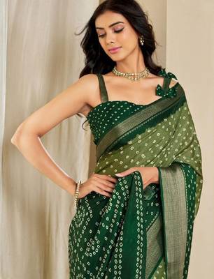 Kalini women dola silk bandhani print zari border saree 1
