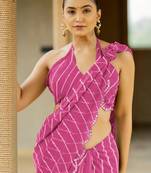 Pink poly georgette sarees