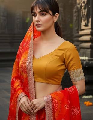 Bandhani embroidered pure georgette heavy work bandhani saree 1