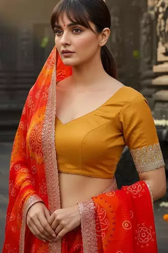 Bandhani embroidered pure georgette heavy work bandhani saree