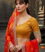 Bandhani embroidered pure georgette heavy work bandhani saree