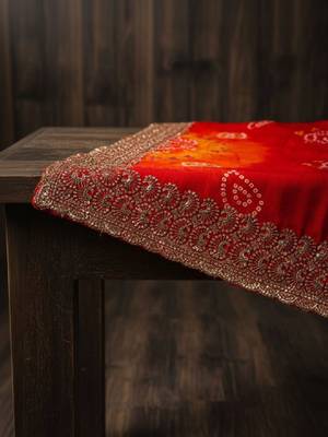 Bandhani embroidered pure georgette heavy work bandhani saree 4