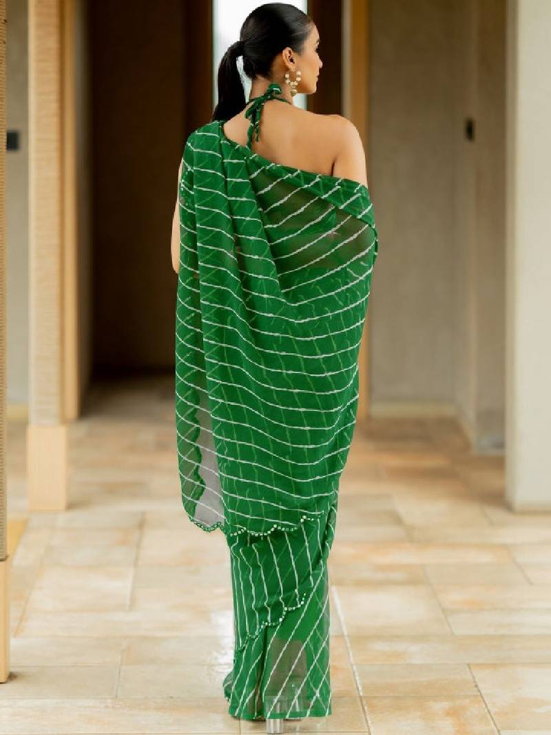 Leheriya sequinned poly georgette leheriya saree
