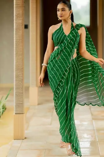 Leheriya sequinned poly georgette leheriya saree