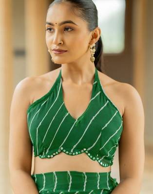 Leheriya sequinned poly georgette leheriya saree 4