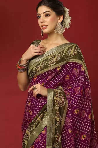 Bandhani print zari pure georgette bandhani saree
