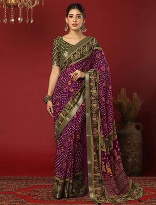 Bandhani print zari pure georgette bandhani saree 2