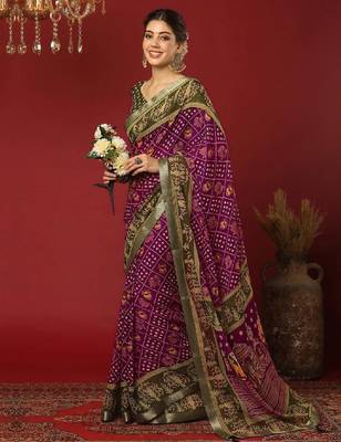 Bandhani print zari pure georgette bandhani saree 3