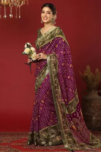 Bandhani print zari pure georgette bandhani saree