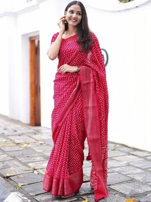 Bandhani zari silk cotton bandhani saree 3