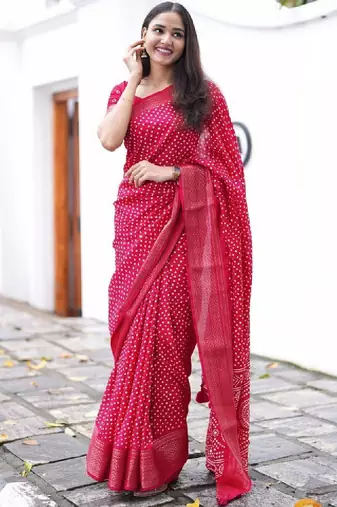 Bandhani zari silk cotton bandhani saree