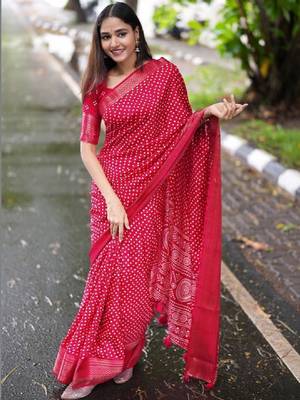 Bandhani zari silk cotton bandhani saree 4