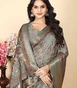 Floral printed zari bandhani saree