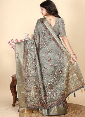 Floral printed zari bandhani saree 3