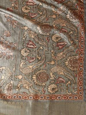 Floral printed zari bandhani saree 4