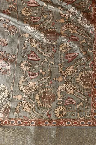 Floral printed zari bandhani saree