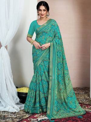 Bandhani printed pure chiffon saree 1