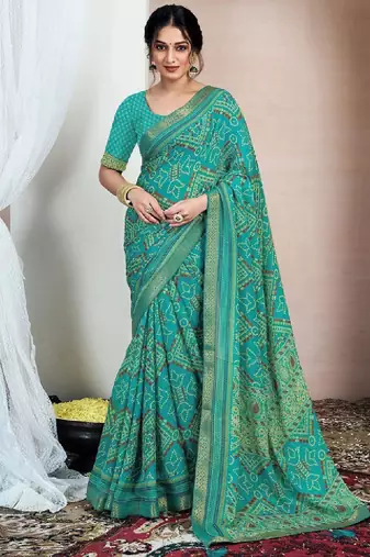 Bandhani printed pure chiffon saree