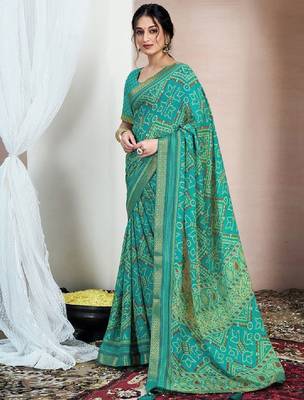 Bandhani printed pure chiffon saree 2