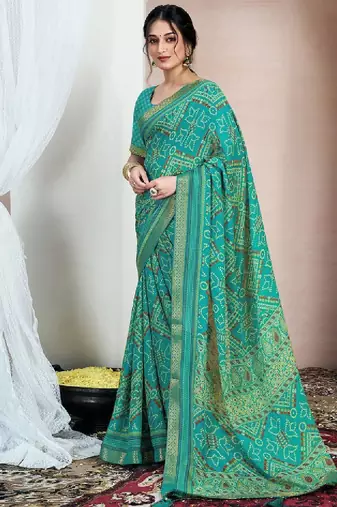 Bandhani printed pure chiffon saree