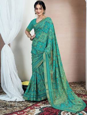 Bandhani printed pure chiffon saree 3