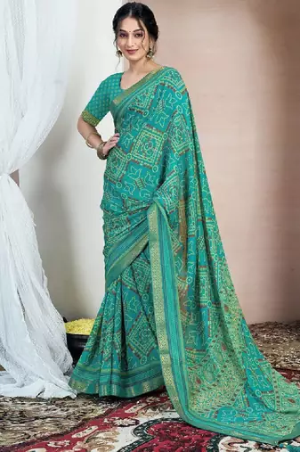 Bandhani printed pure chiffon saree