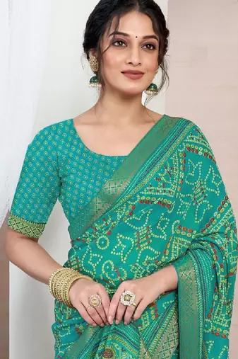 Bandhani printed pure chiffon saree
