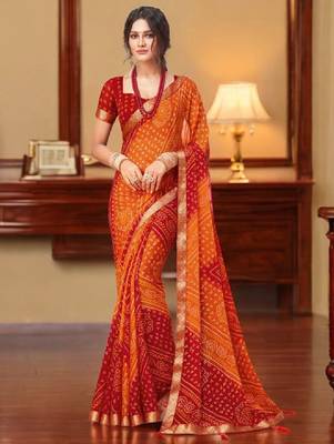 Bandhani pure chiffon bandhani saree 1