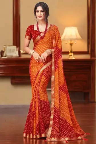 Bandhani pure chiffon bandhani saree