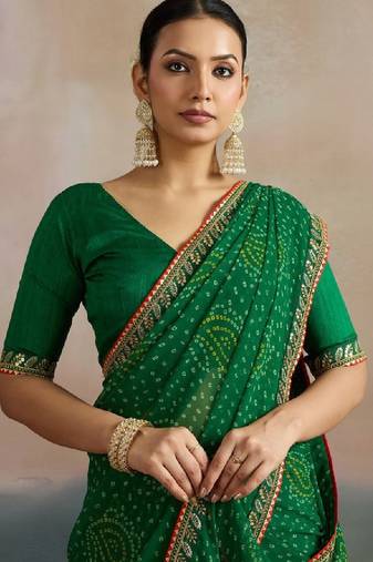 Bandhani sequinned pure georgette bandhani saree