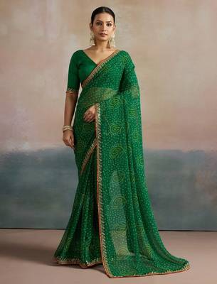 Bandhani sequinned pure georgette bandhani saree 2