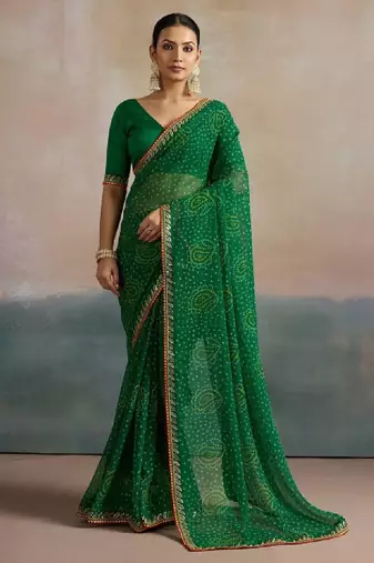 Bandhani sequinned pure georgette bandhani saree