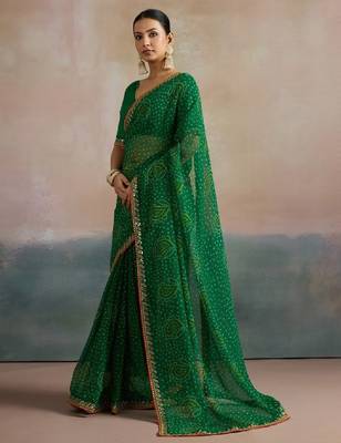 Bandhani sequinned pure georgette bandhani saree 3