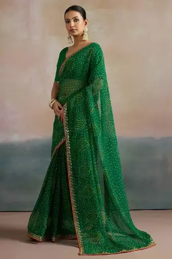 Bandhani sequinned pure georgette bandhani saree