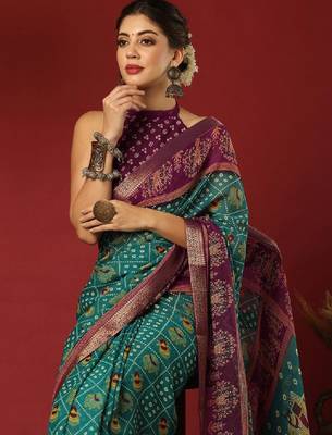 Bandhani printed pure georgette saree 1