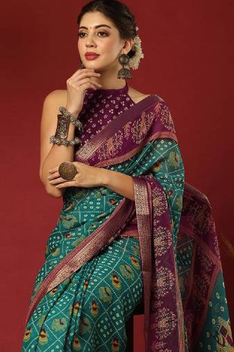 Bandhani printed pure georgette saree
