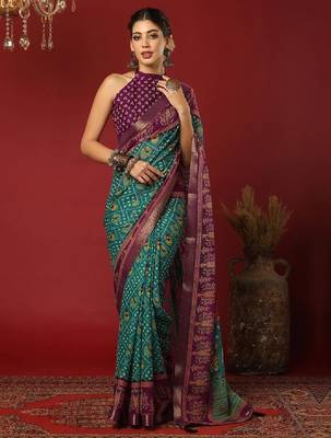 Bandhani printed pure georgette saree 2