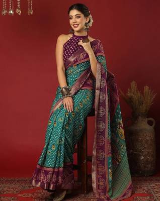 Bandhani printed pure georgette saree 3