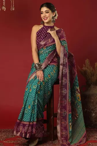 Bandhani printed pure georgette saree