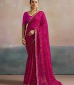 Bandhani printed sequinned pure georgette bandhani saree